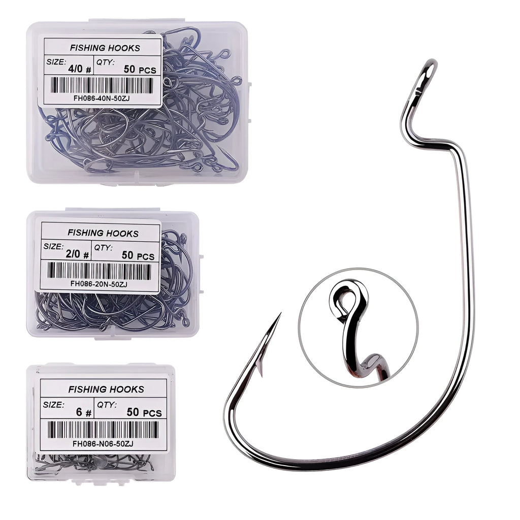 High carbon steel narrow wide belly crank fish hook with barbs for grouper sea fishing
