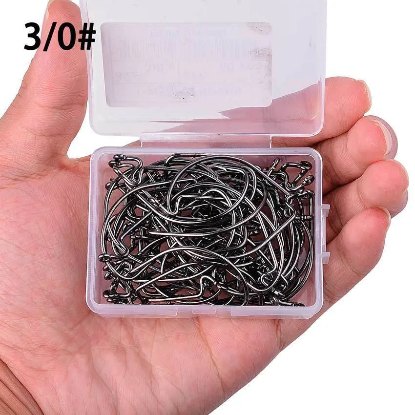 High carbon steel narrow wide belly crank fish hook with barbs for grouper sea fishing