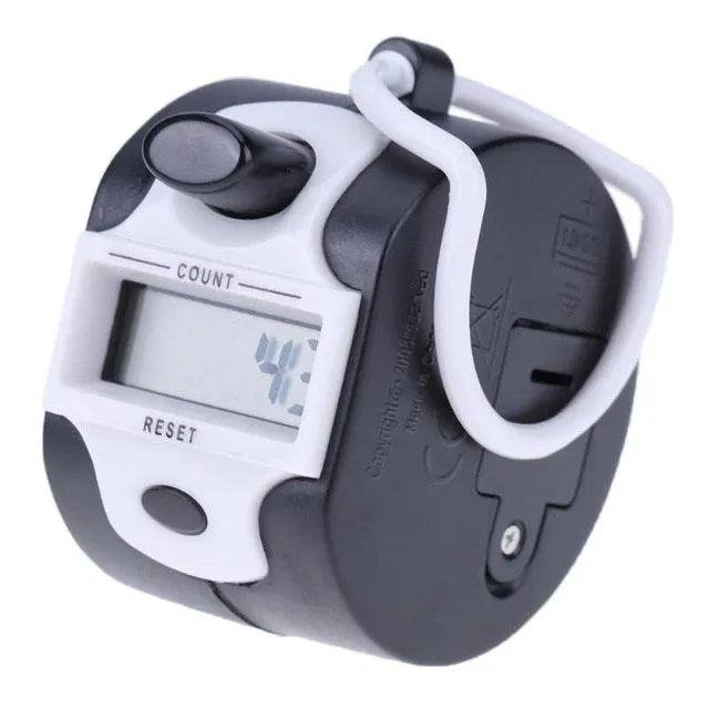 Handheld 5 digit electronic tally counter with zero clearing switch and large LCD display, for people flow statistics.