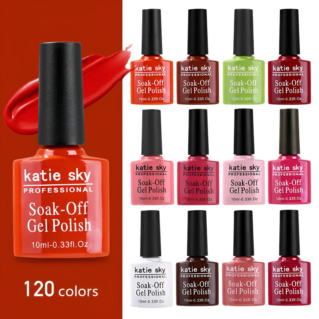 Single bottle of nail polish glue with optional colour numbers and style labels including base coat and top coat