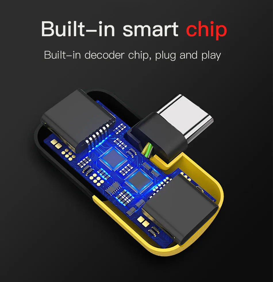 Blue Huawei phone charging audio adapter case showing 3.5mm jack and charging port.