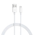 White 1 metre USB to Lightning 8-pin data cable for iPhone.