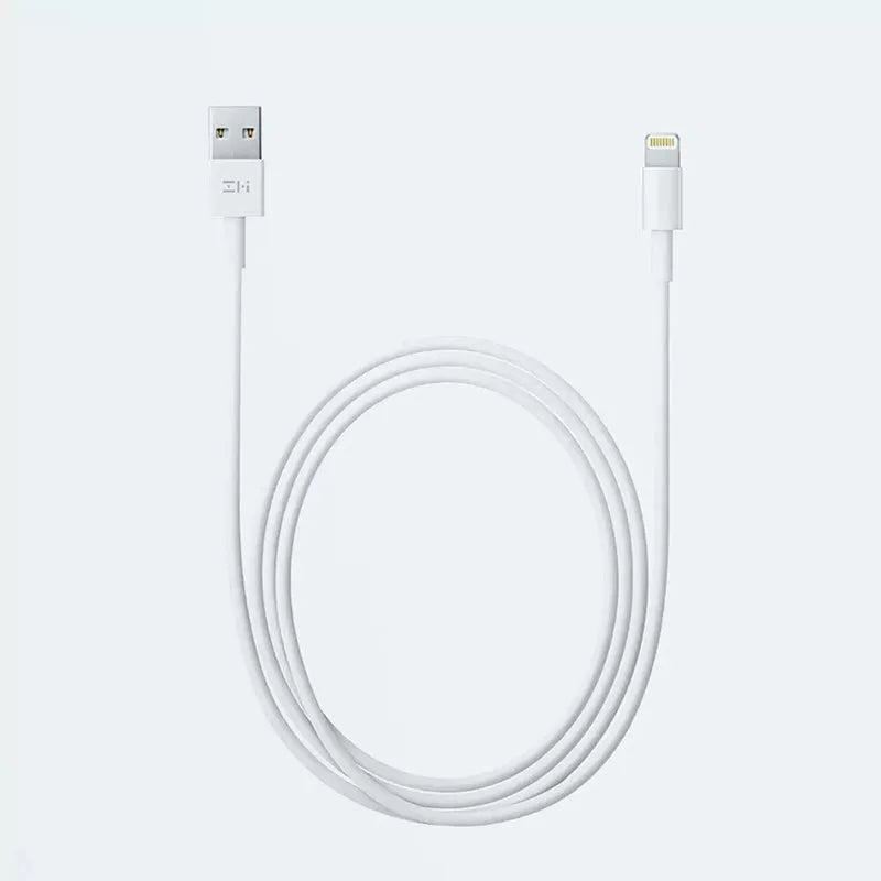 White 1 metre USB to Lightning 8-pin data cable for iPhone.
