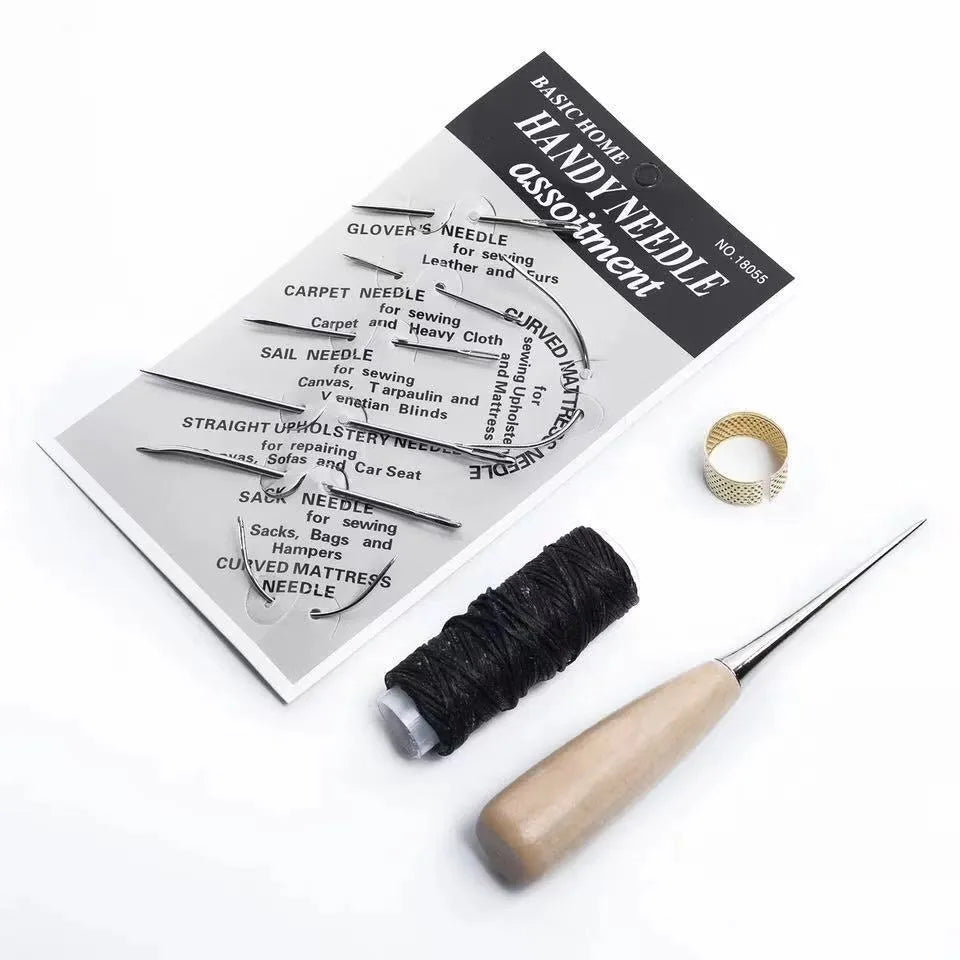 Leather craft tool set with four alloy steel implements for DIY leatherworking projects