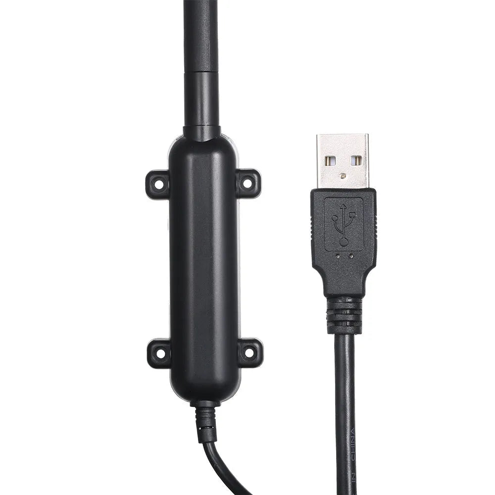 Black USB WiFi receiver with 1000m range, waterproof, smart MIMO antenna, RT3070 chip, for outdoor use.