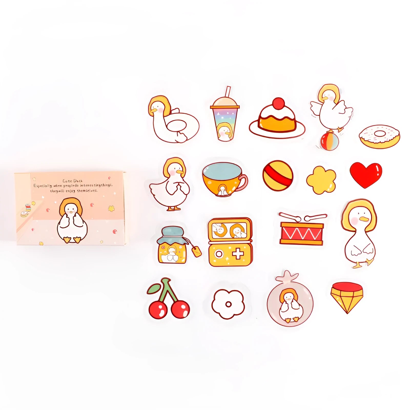 Korean INS wind box stationery stickers with 20 pieces in animal designs including bear, duck, cat, and rabbit