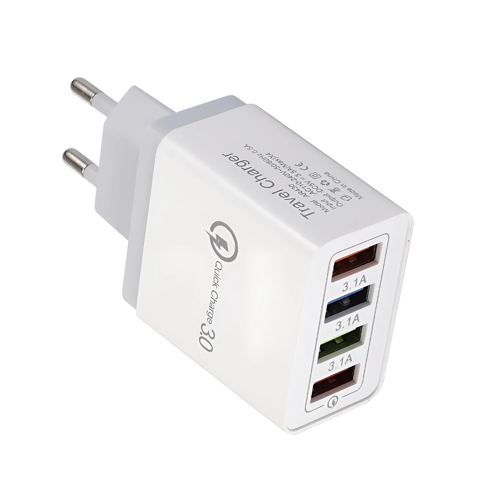 4USB mobile phone charger with luminous indicator in various colour options