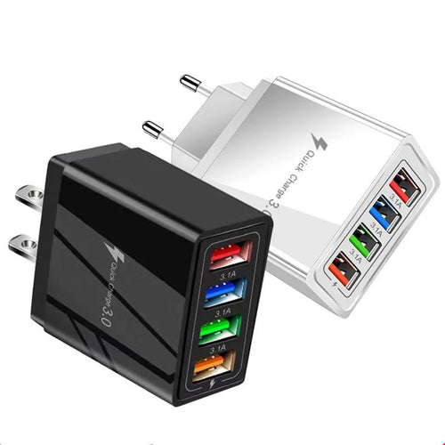 4USB mobile phone charger with luminous indicator in various colour options