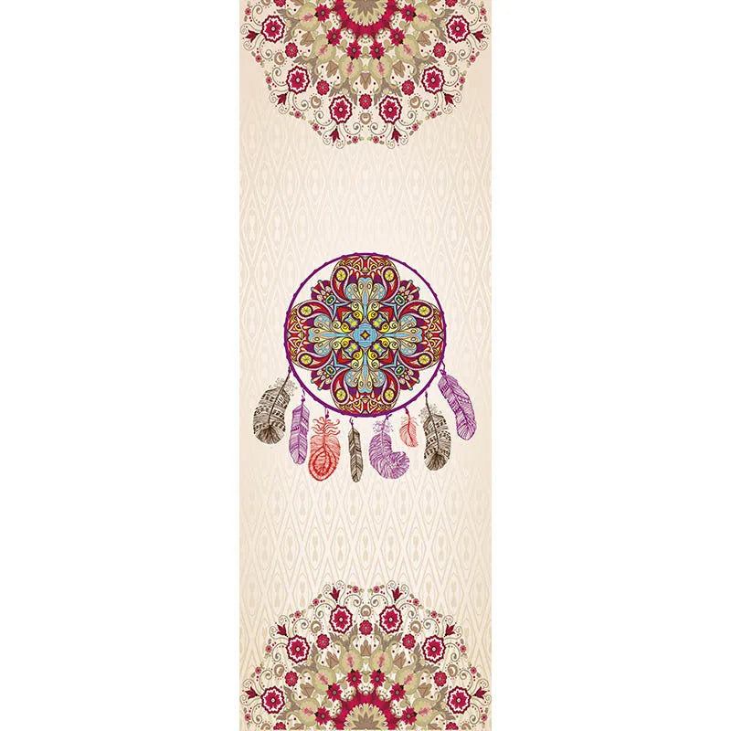 Printed yoga mat drape towel in superfine fibre 185x65cm for sweat absorption and non-slip grip