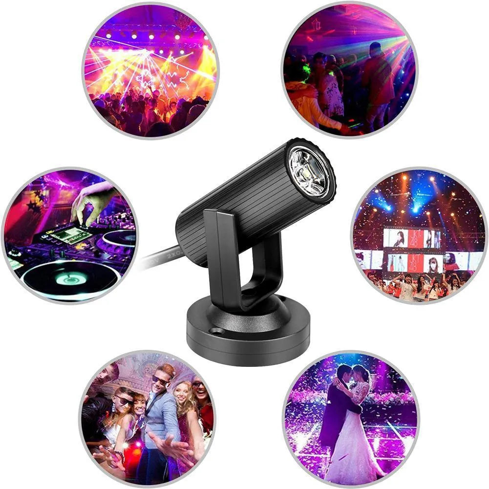 Black 1W RGBW LED stage pinspot beam spotlight for professional event lighting