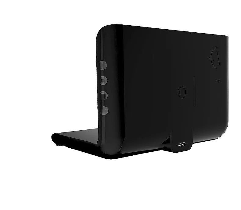 Wireless charger alarm clock with calendar display showing temperature and humidity readings