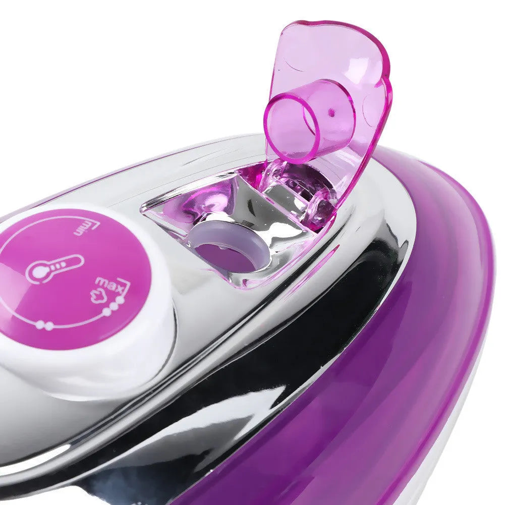 Purple handheld steam iron with stainless steel and ABS body, 40*14*11cm, 900-1000W, with bracket
