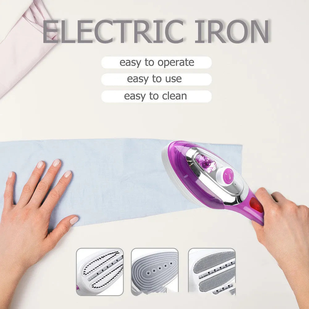 Purple handheld steam iron with stainless steel and ABS body, 40*14*11cm, 900-1000W, with bracket