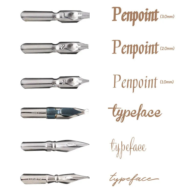 Wooden and resin comic dip pen with six stainless steel nibs for manga drawing