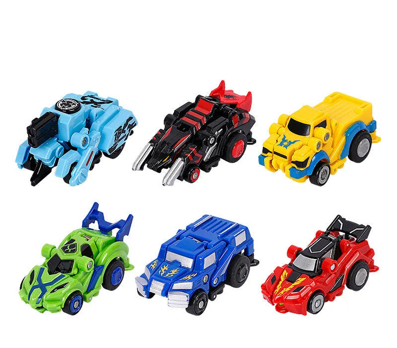 Creative Jumping Warrior deformation battle toy car bounce transformation robot with PVC action figures in a gift box