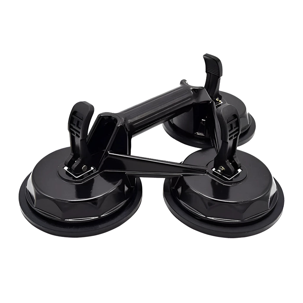 Meldun black three-claw glass suction cup with metal alloy bonding agent for heavy duty lifting