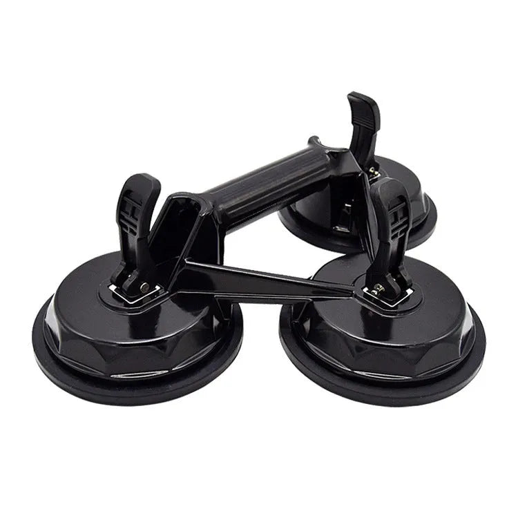 Meldun black three-claw glass suction cup with metal alloy bonding agent for heavy duty lifting