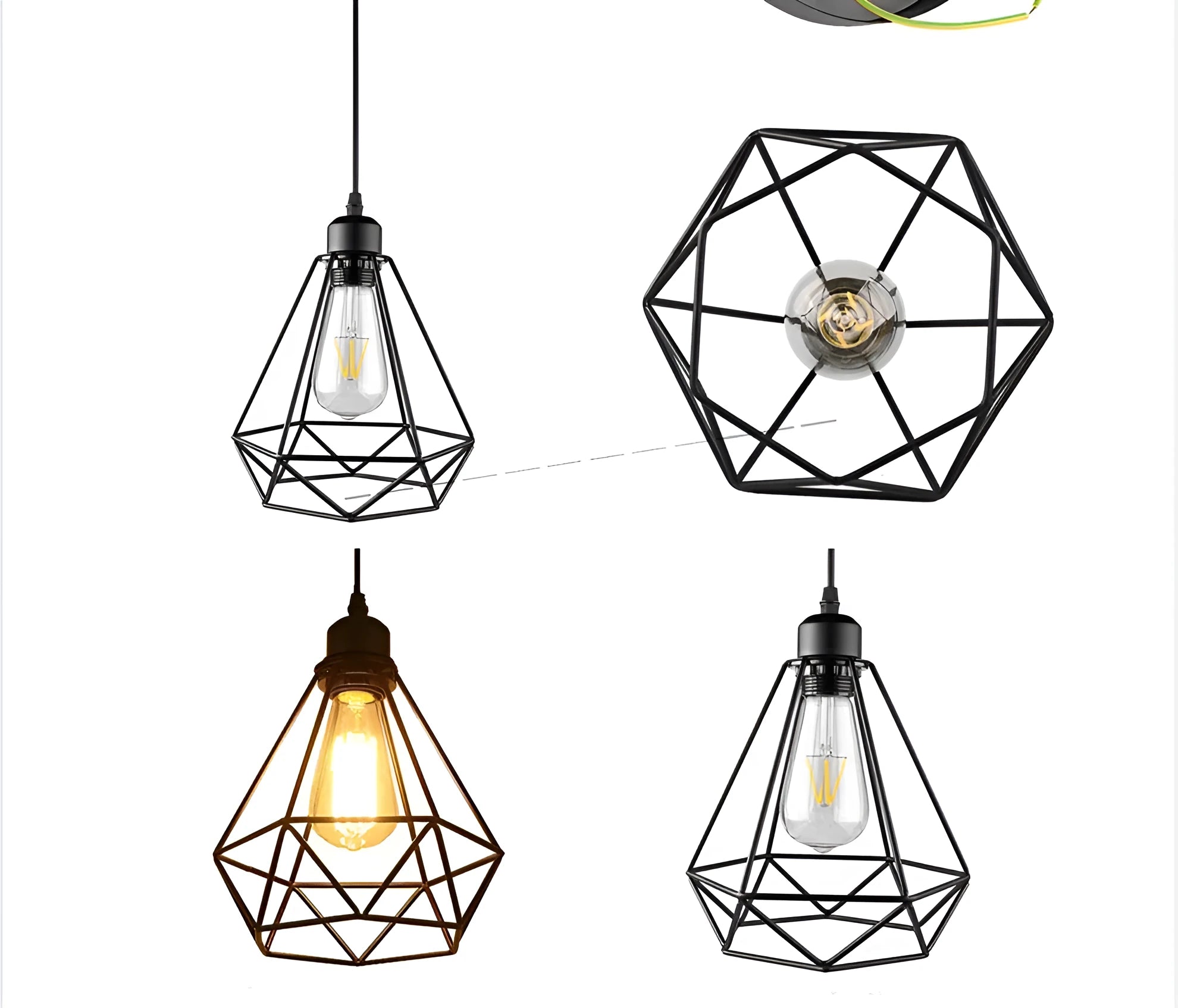 Black iron Nordic retro style chandelier hanging from a ceiling.