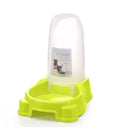 Pet automatic food water dispenser bowl in pink, blue, and yellow, 27.5x17.7cm, made from new PP material