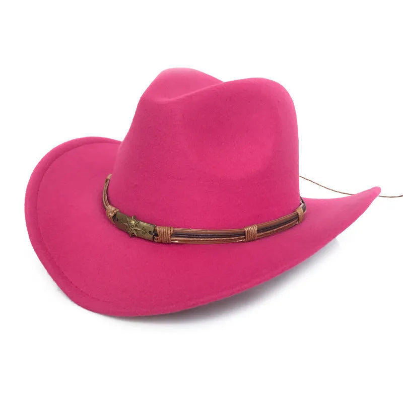 Western cowboy hat wool felt unisex size M tapered crown big brim black