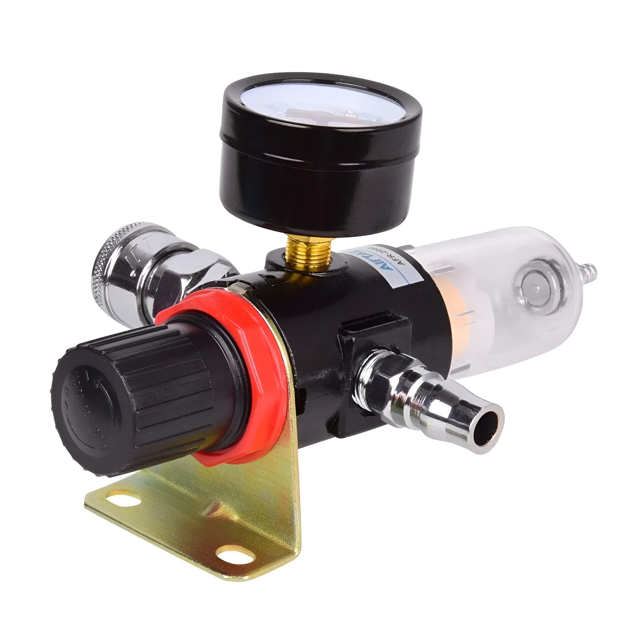 Aluminium and plastic air compressor filter regulator with pressure gauge and 1/4 inch connector