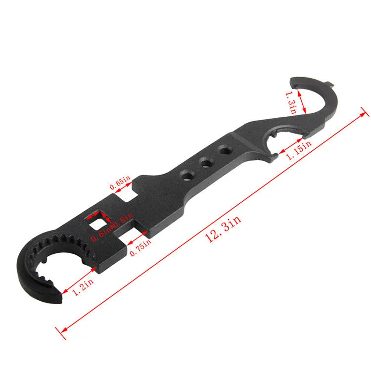 Black all-steel combination wrench for AR-15 and M4 firearm maintenance