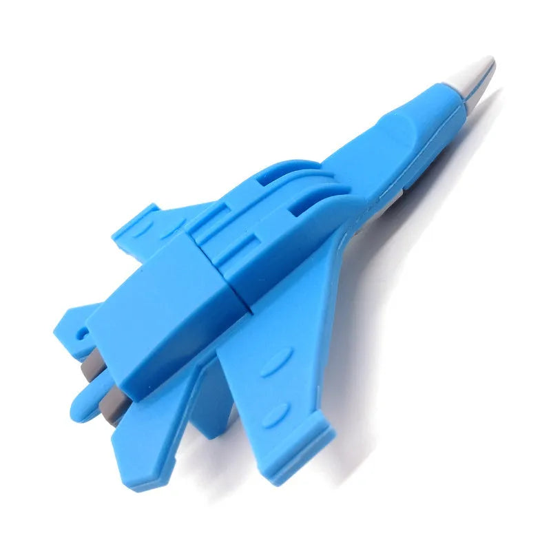 White 16GB aircraft simulation USB 3.0 flash drive in soft PVC plastic with small metal chain
