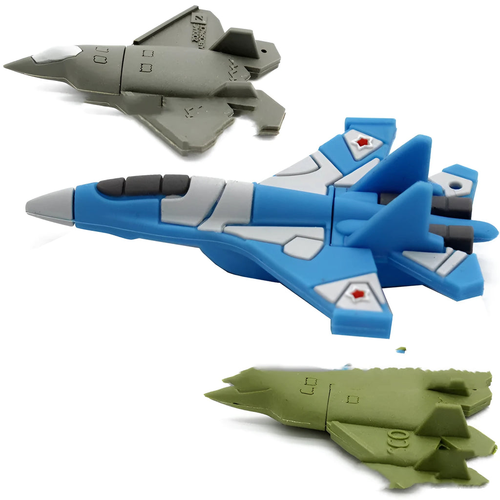White 16GB aircraft simulation USB 3.0 flash drive in soft PVC plastic with small metal chain