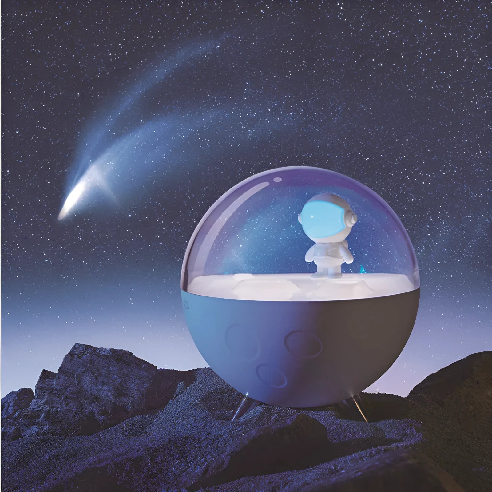 Modern USB-powered LED night light with plastic shade available in blue or white light colours