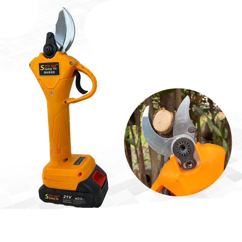 Electric gardening shears with lithium batteries for cutting fruit tree branches up to 35mm thick