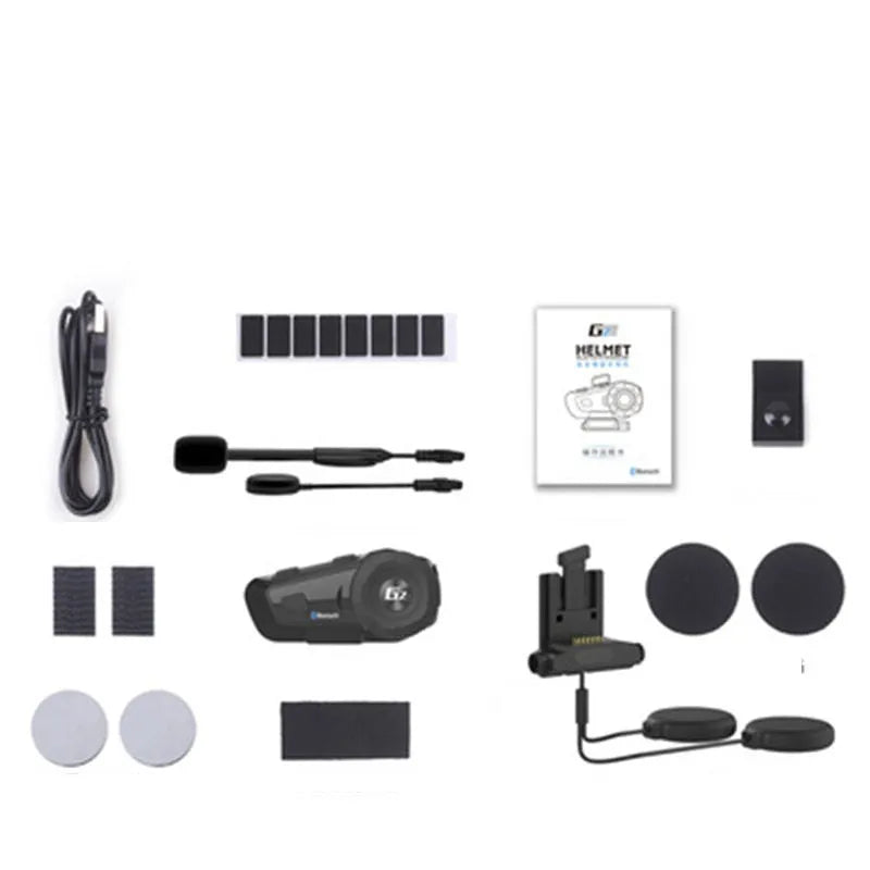 Multifunctional motorcycle Bluetooth intercom headset with 500 metre range and stereo speakers