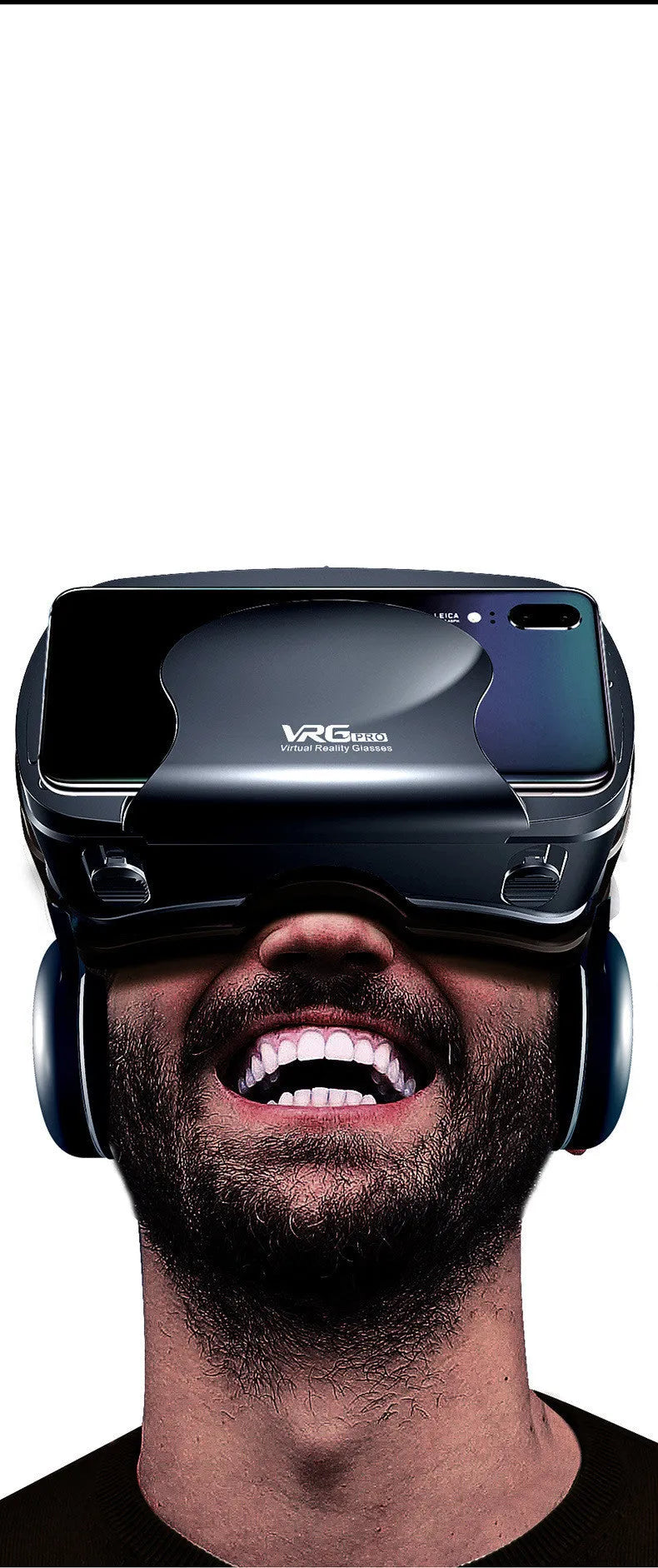 VRGPRO+ all-in-one mobile phone 3D cinema VR glasses with blue lens and ABS head-mounted design