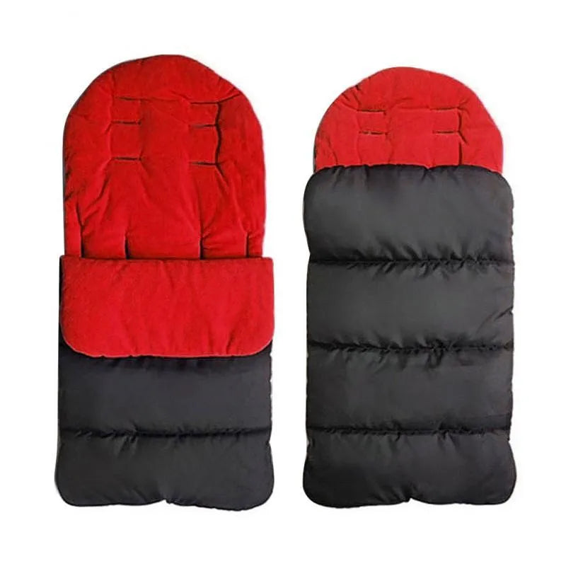 Universal fleece footmuff for pushchair and buggy in black red, one size fits all, foot cover for pram