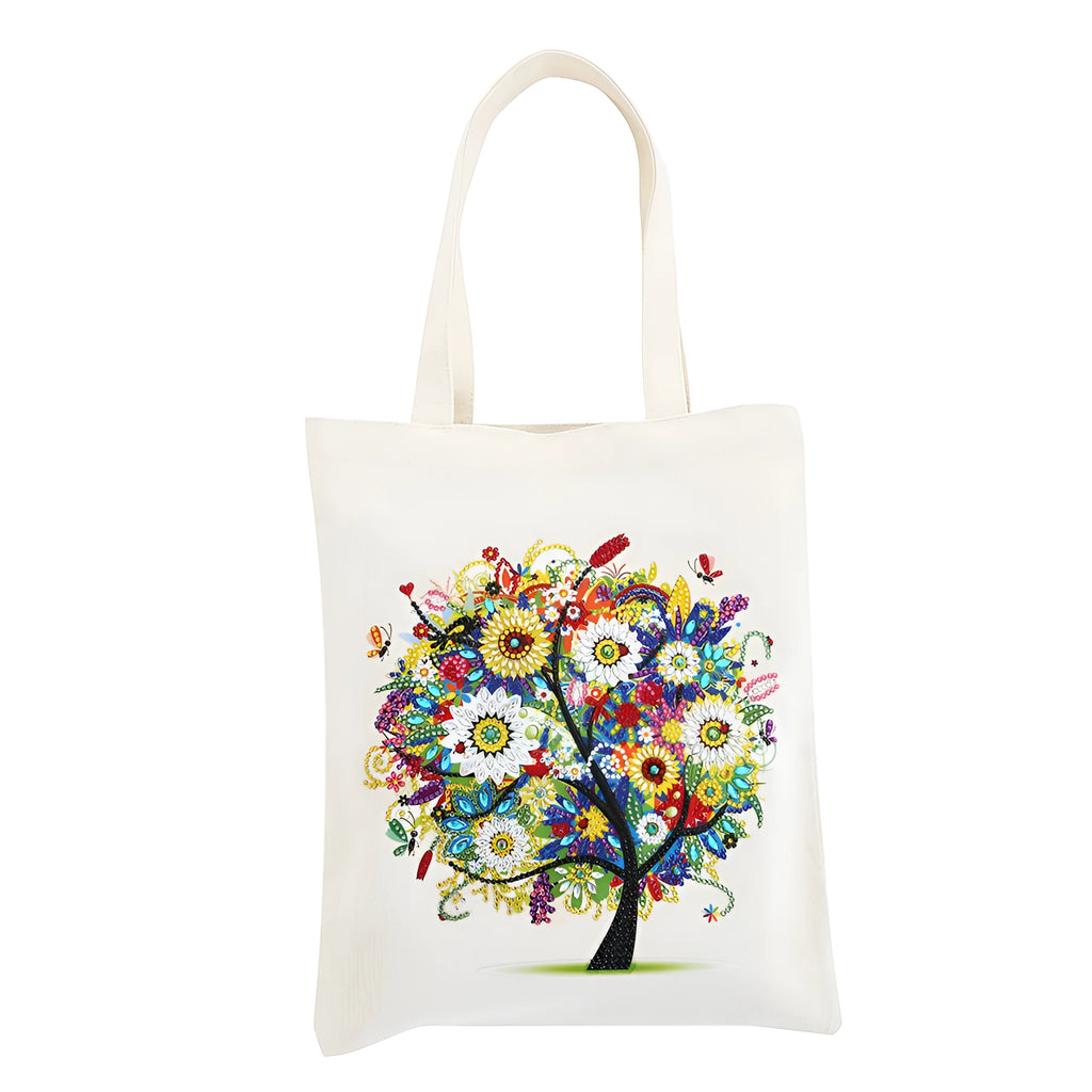 DIY diamond painting kit on cotton tote bag 28x35cm with pre-printed design and diamond beads