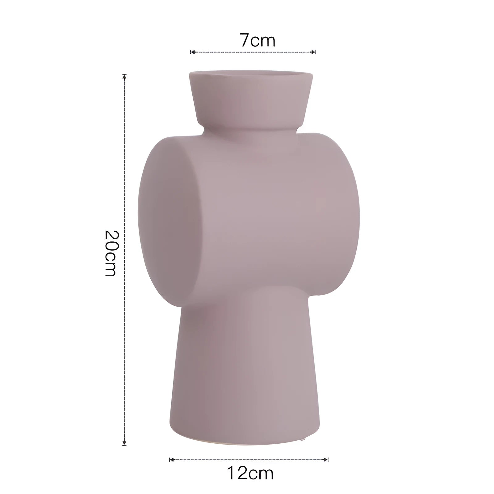 Nordic style ceramic vase with hammer texture and Morandi colour glaze in beige, brown, or purple.
