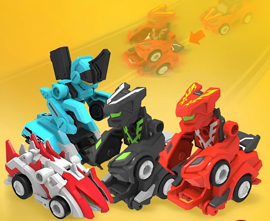 Creative Jumping Warrior deformation battle toy car bounce transformation robot with PVC action figures in a gift box