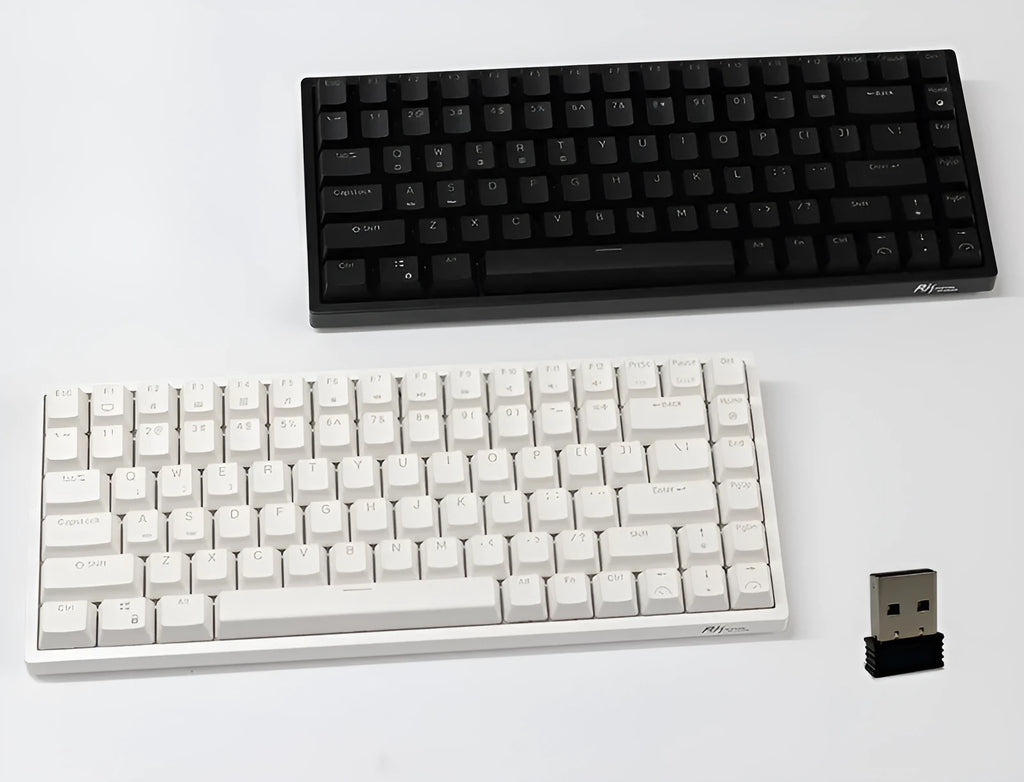 84-key wireless mechanical keyboard with white backlighting and USB-C port