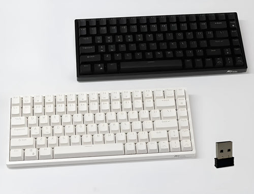 84-key wireless mechanical keyboard with white backlighting and USB-C port