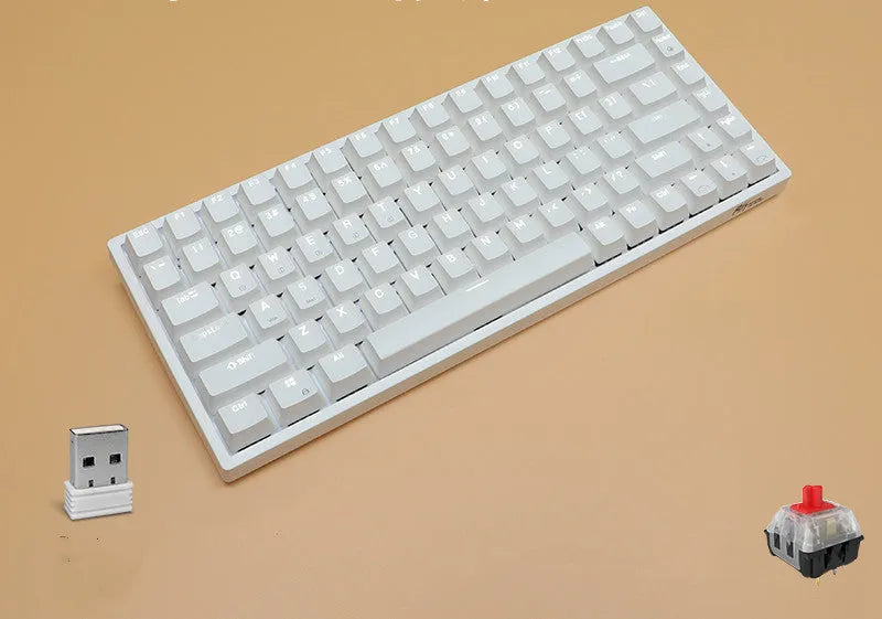 84-key wireless mechanical keyboard with white backlighting and USB-C port
