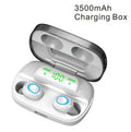 M11 5.0 Bluetooth headset in black with IPX7 waterproof rating and 1200mAh charging case