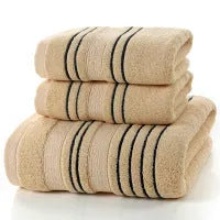 Cotton bath towel set showing hand towel and bath towel sizes in grey colour