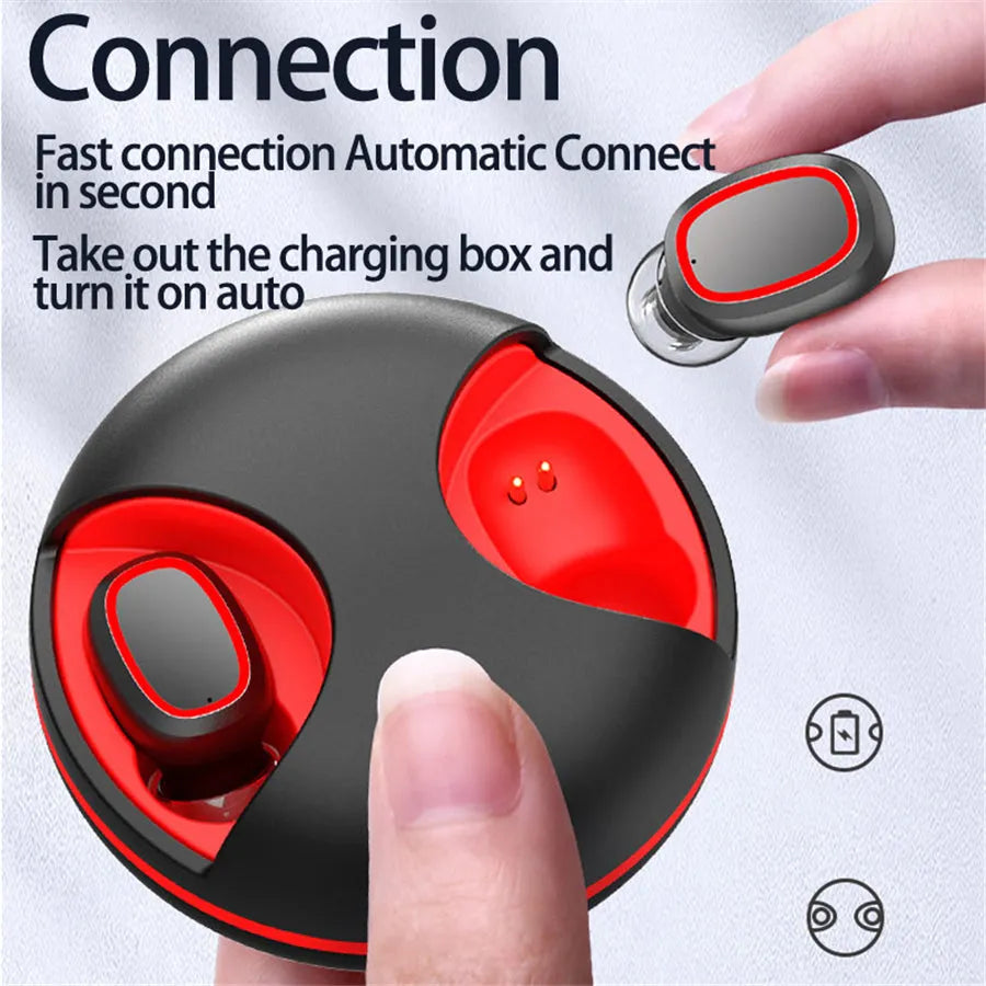 Private Mode binaural wireless Bluetooth headset with 10 metre range, stereo earplug design, black white black red options