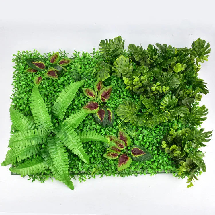 40cm by 60cm artificial lawn wall panel with green plastic petals for exterior wall decoration
