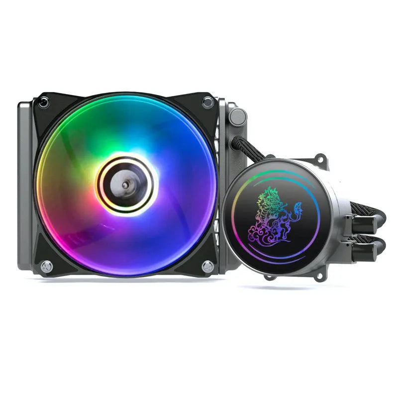 Kirin 240 ARGB CPU water cooling radiator with fan mounted on copper-aluminium fins