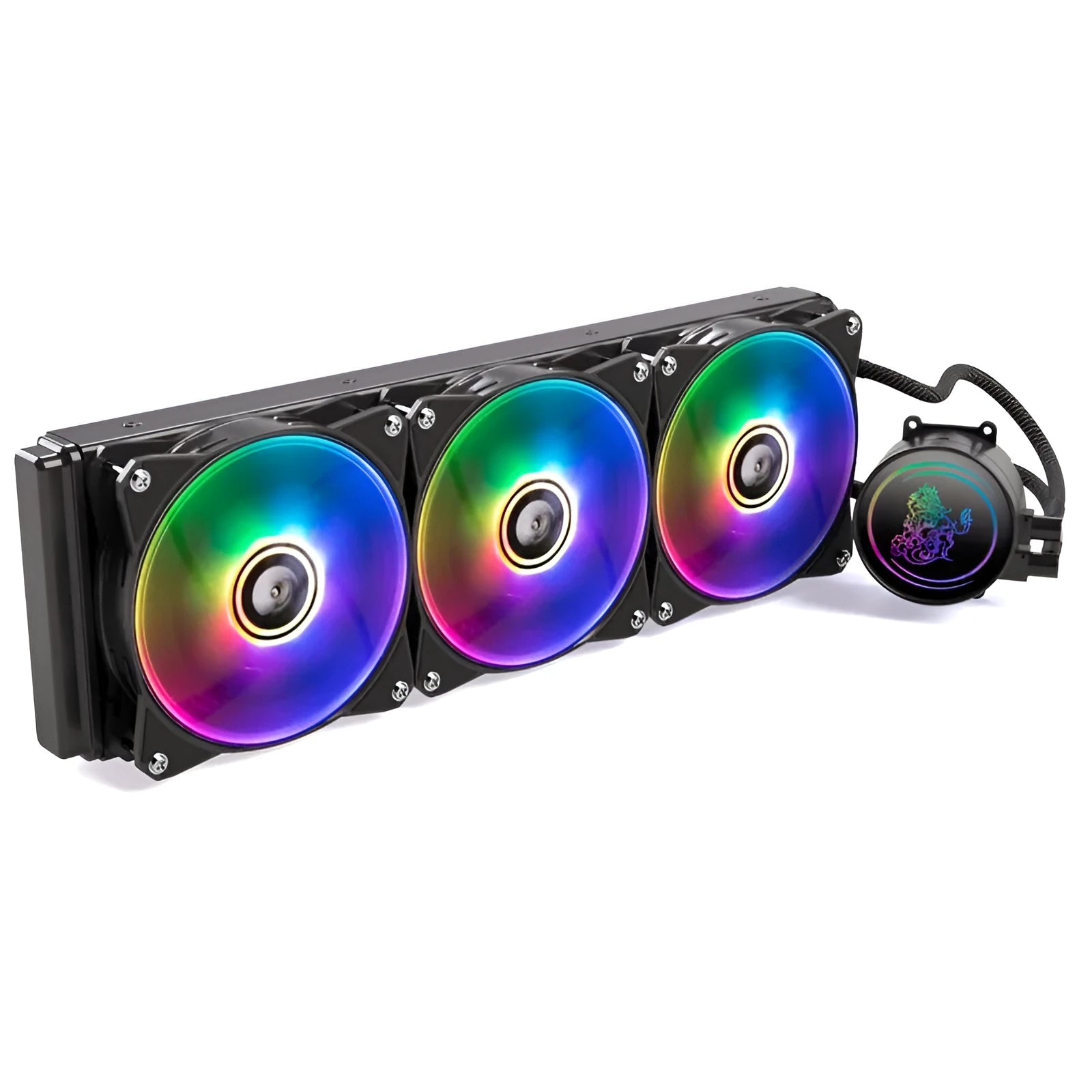 Kirin 240 ARGB CPU water cooling radiator with fan mounted on copper-aluminium fins