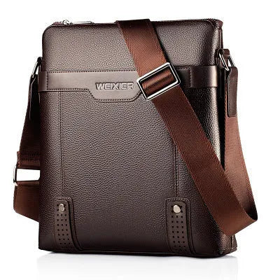 Black medium-sized PU leather men's shoulder bag with a zipper and single strap