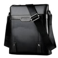Men's PU leather shoulder bag, square vertical shape, 28 x 25 x 6 cm, black or brown, single strap, zip closure