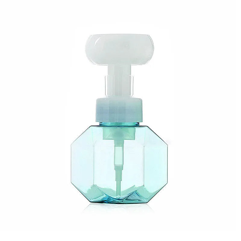 Flower foam bottle in pink, green, blue, and yellow colours for sensory bubble play