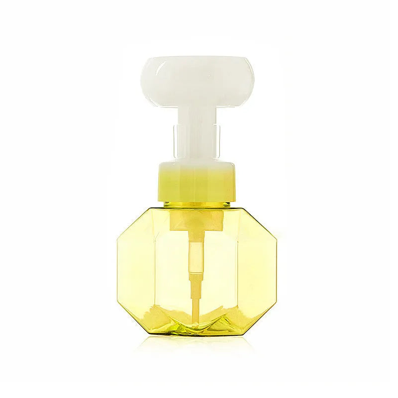 Flower foam bottle in pink, green, blue, and yellow colours for sensory bubble play
