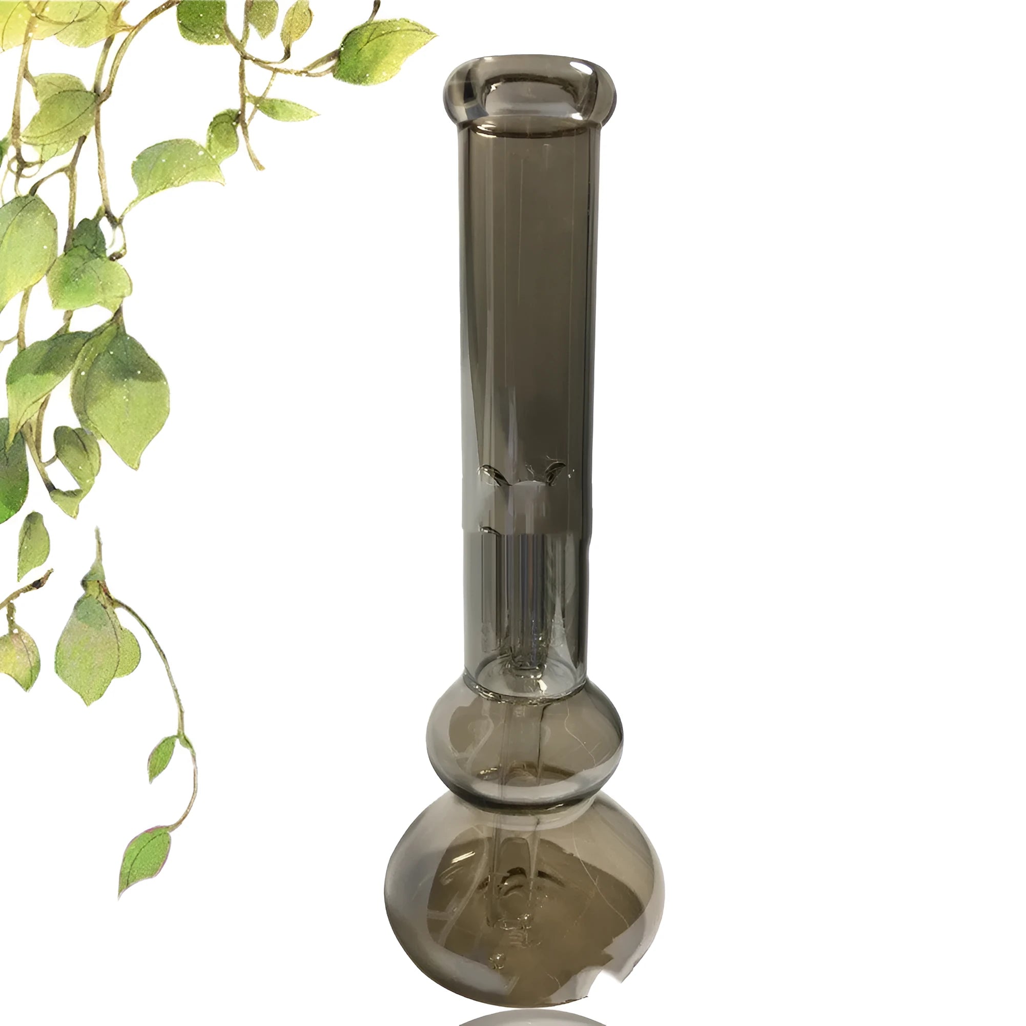 Pure colour transparent glass sitting vase with American geometric shape on a table.